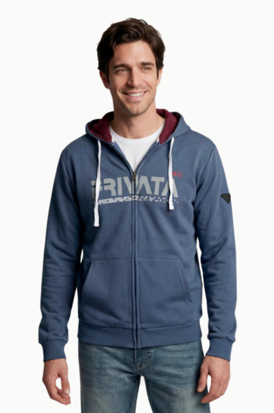 Sudadera Abierta Privata con Capucha Azul