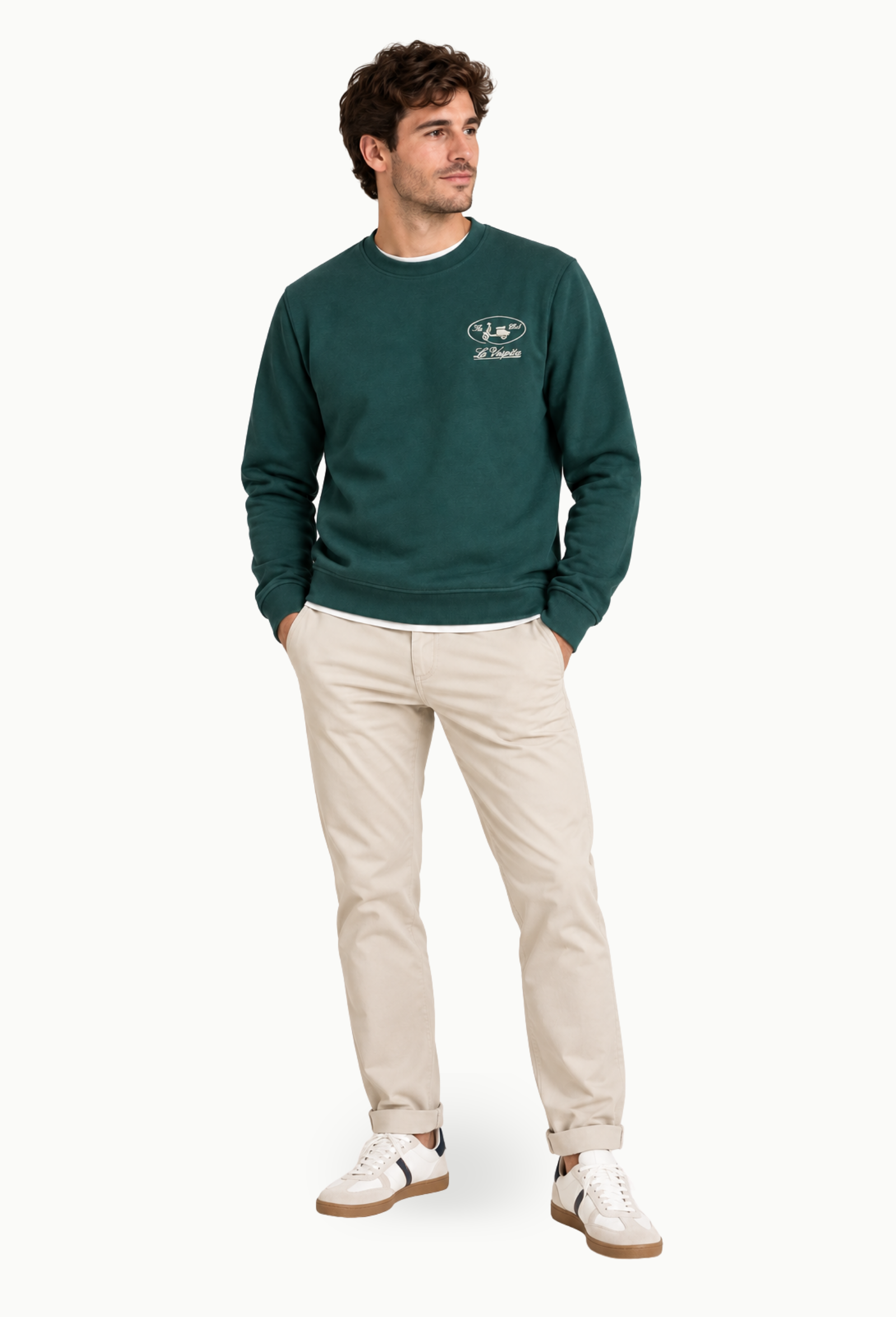 Sudadera dibujo espalda La Vespita hombre verde - Imagen 2