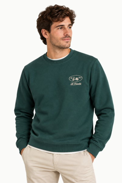 Sudadera dibujo espalda La Vespita hombre verde