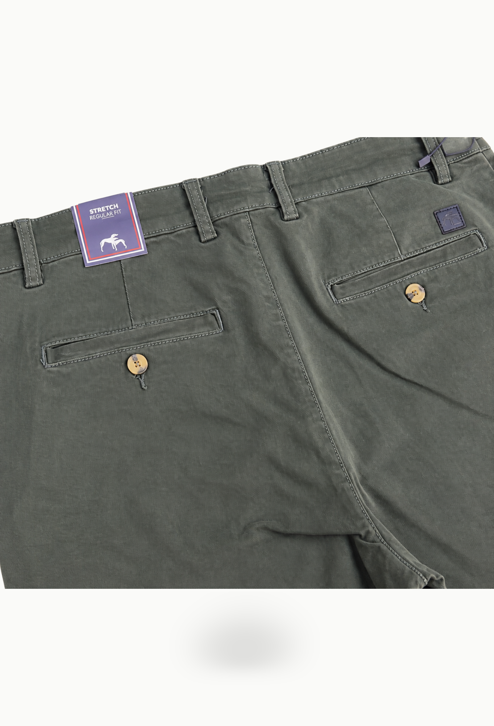 Pantalón chino Dos Galgos algodón elástico verde oscuro - Imagen 6