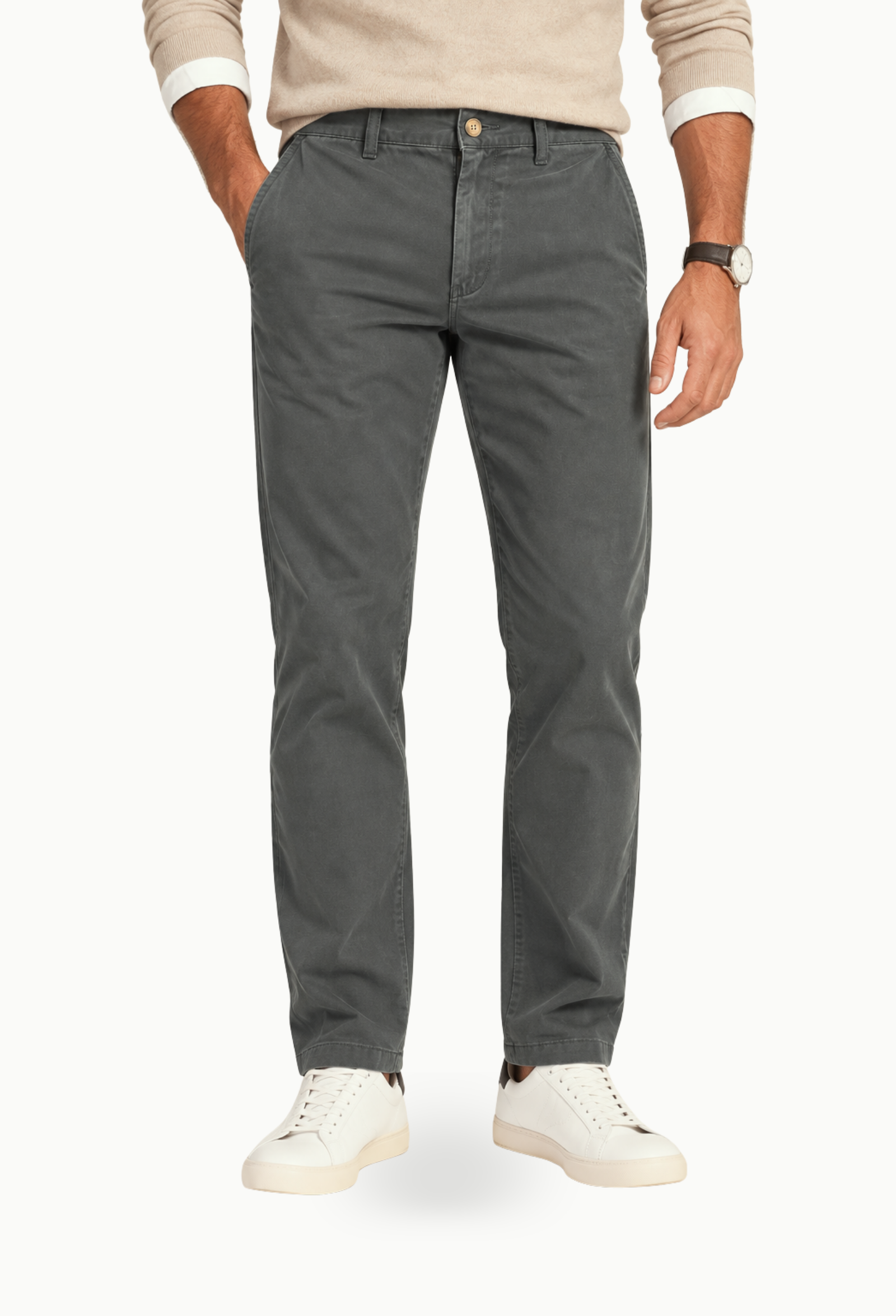 Pantalón chino Dos Galgos algodón elástico verde oscuro