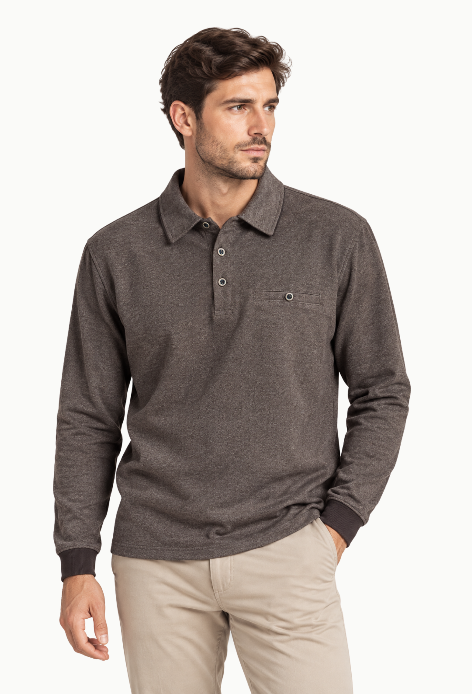 Polo Manga Larga Hombre Rowing Club marrón