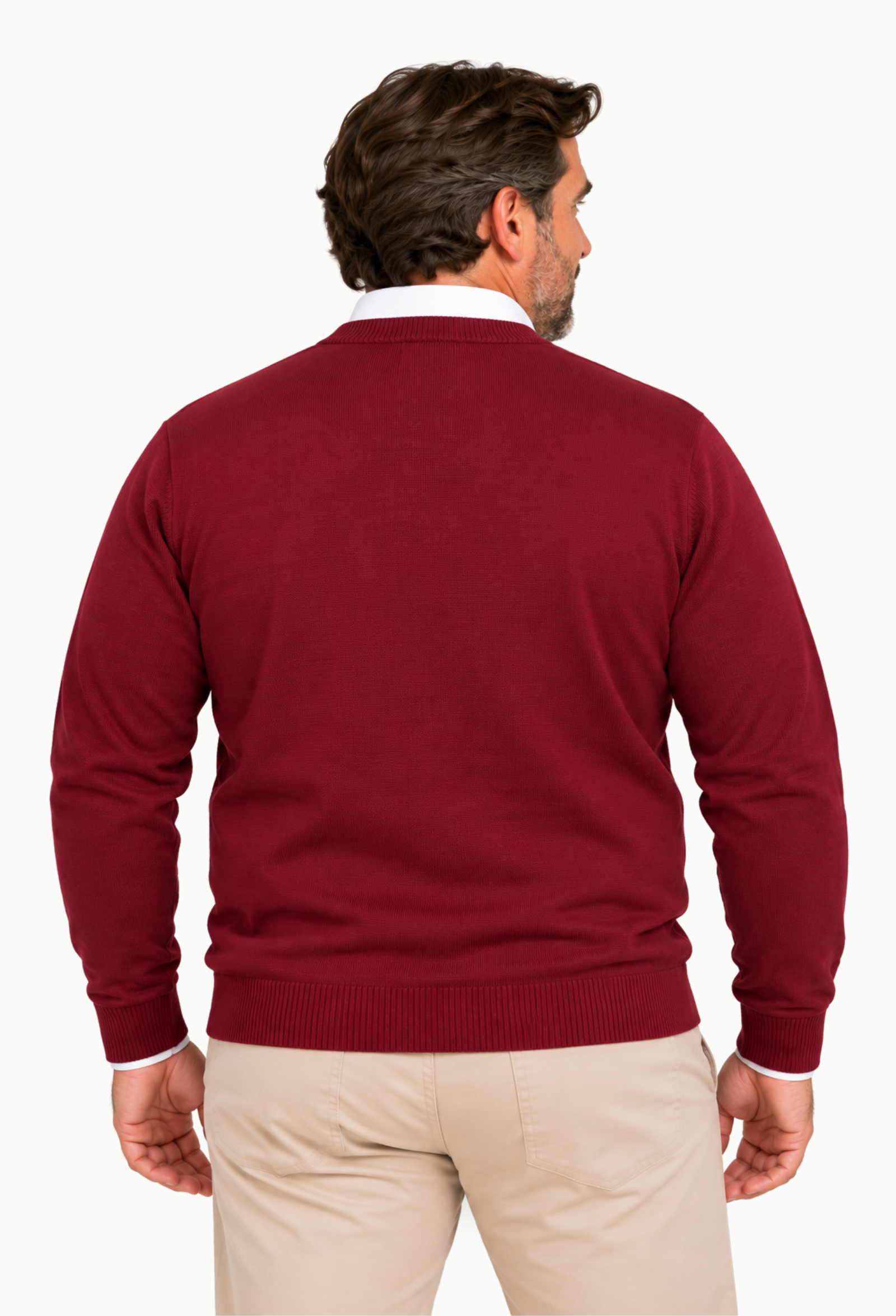 Jersey Arroyo Cuello Pico Lana Merino Tallas Grandes granate - Imagen 2
