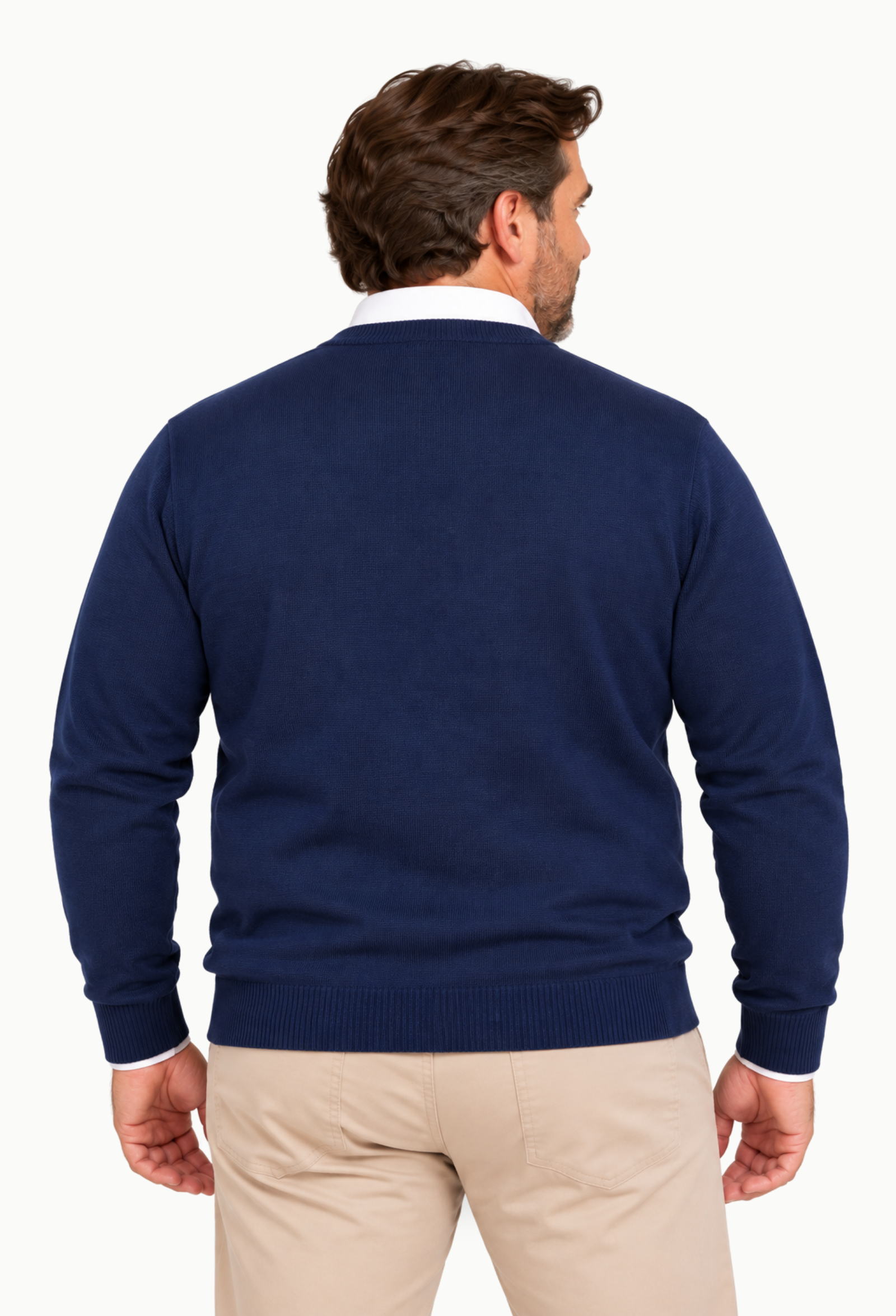 Jersey Arroyo Cuello Pico Lana Merino Tallas Grandes azul - Imagen 2