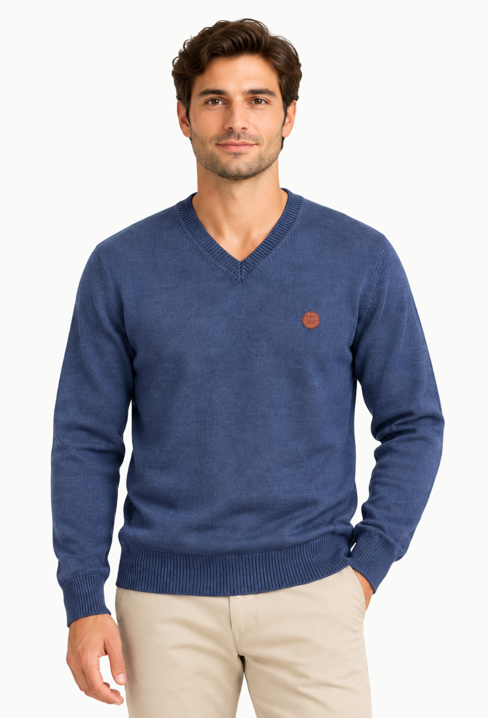 Jersey de Hombre Rowing Club de Punto con Cuello Pico Azul - Imagen 4