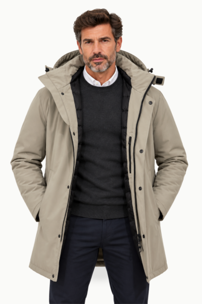 Parka larga gabardina Selinac color hielo
