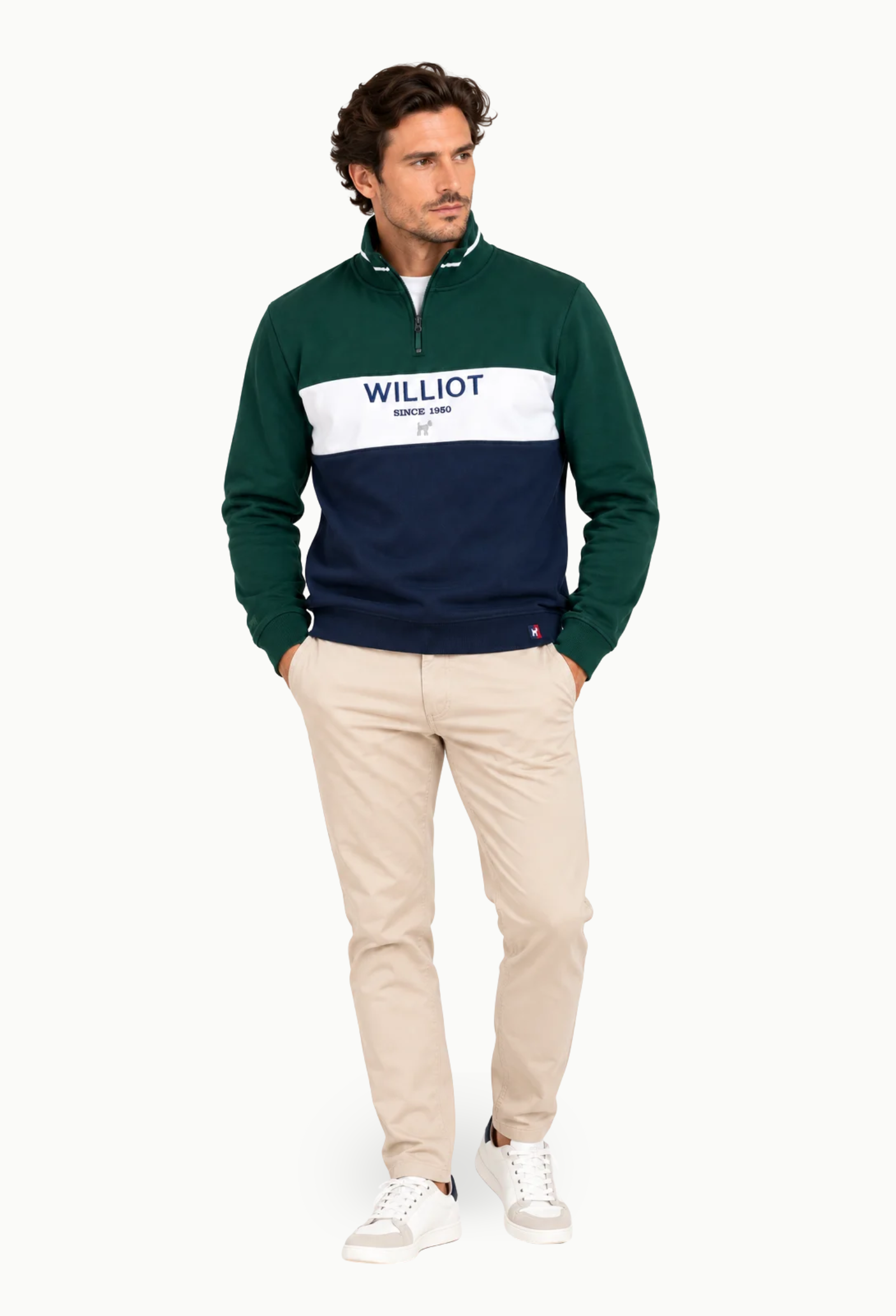 Sudadera Hombre Williot Tricolor con Media Cremallera - Imagen 4