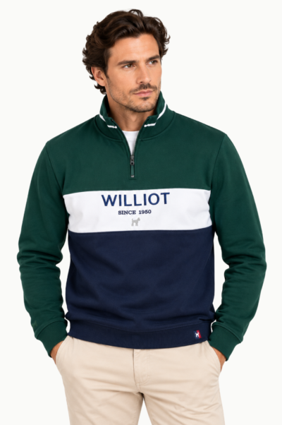 Sudadera Hombre Williot Tricolor con Media Cremallera