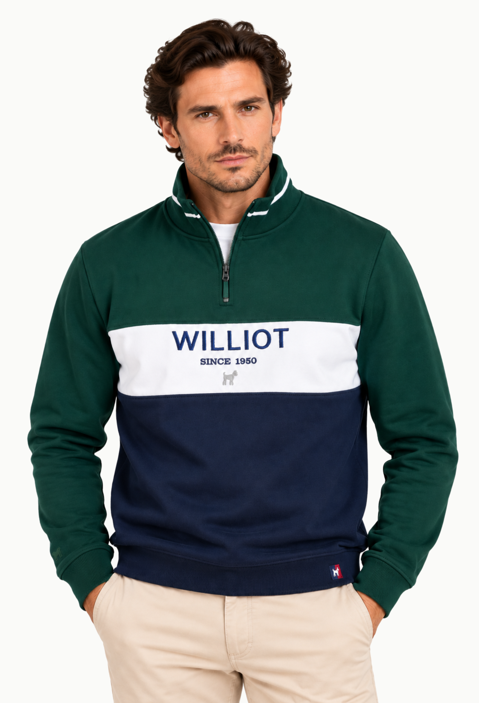 Sudadera Hombre Williot Tricolor con Media Cremallera - Imagen 3