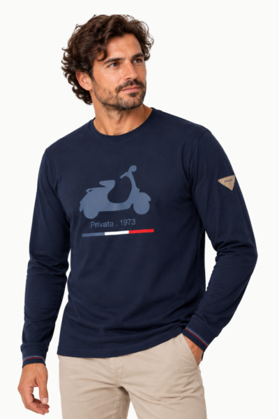 Camiseta Manga larga Privata Scooter Azul Marino Hombre