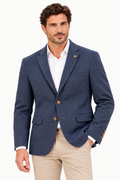 Americana Hombre Azul Espiguilla Jaspeada Roberto Bassi