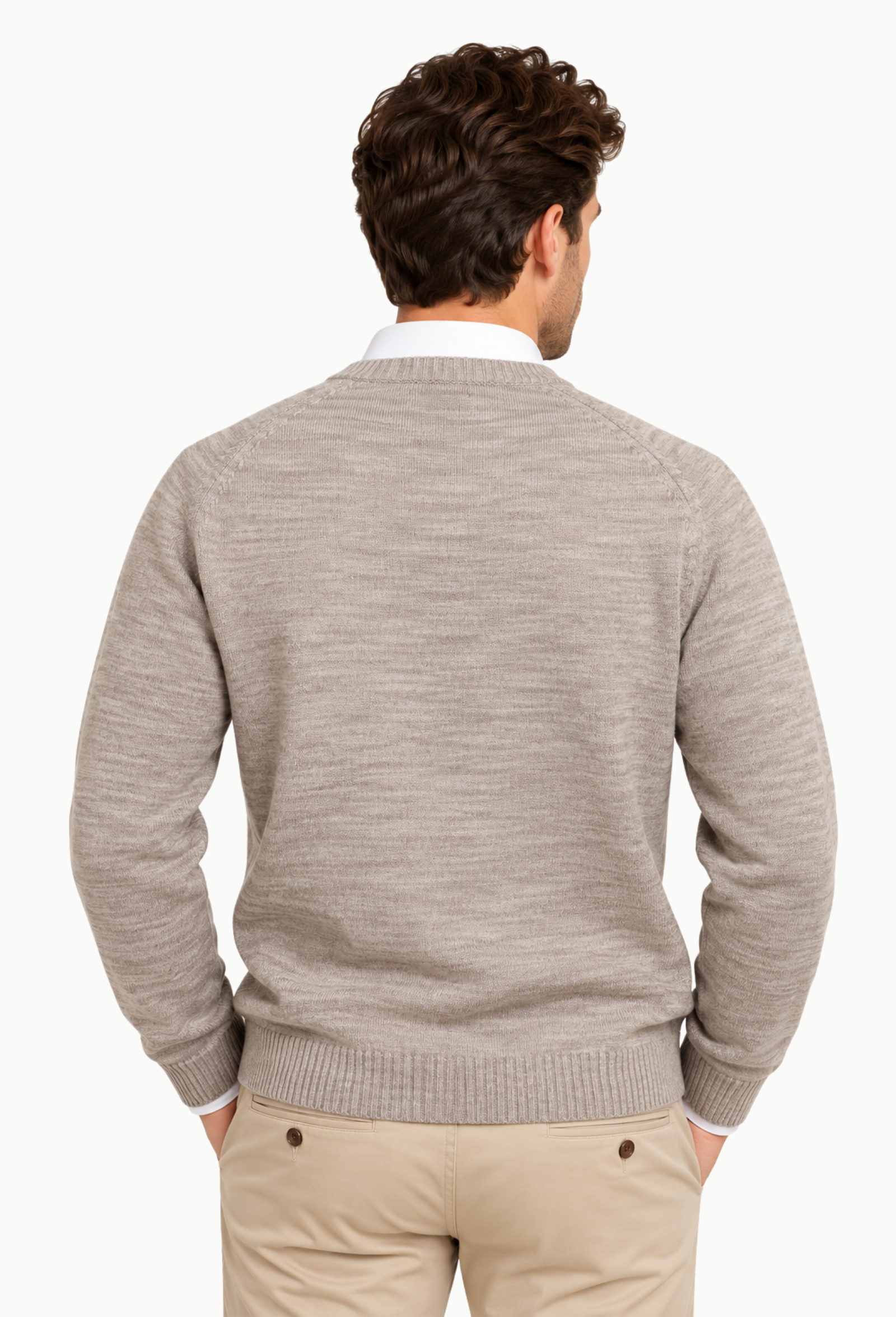 Jersey de Hombre Brown Jury Cuello Redondo con Dibujo de Rombos Beige - Imagen 3