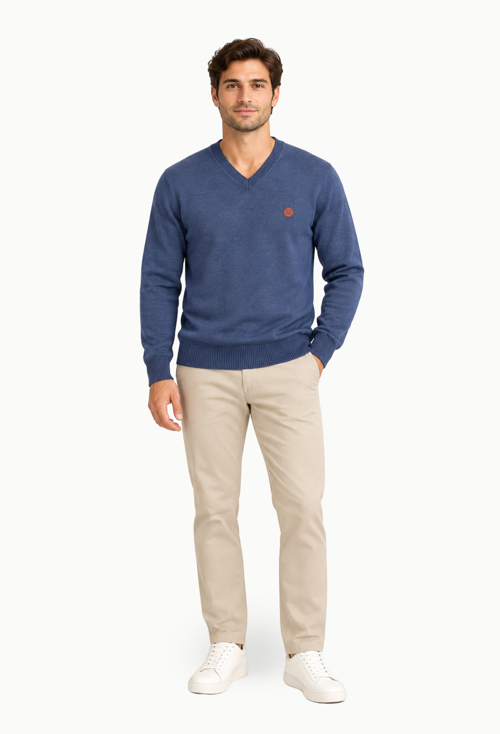 Jersey de Hombre Rowing Club de Punto con Cuello Pico Azul - Imagen 2