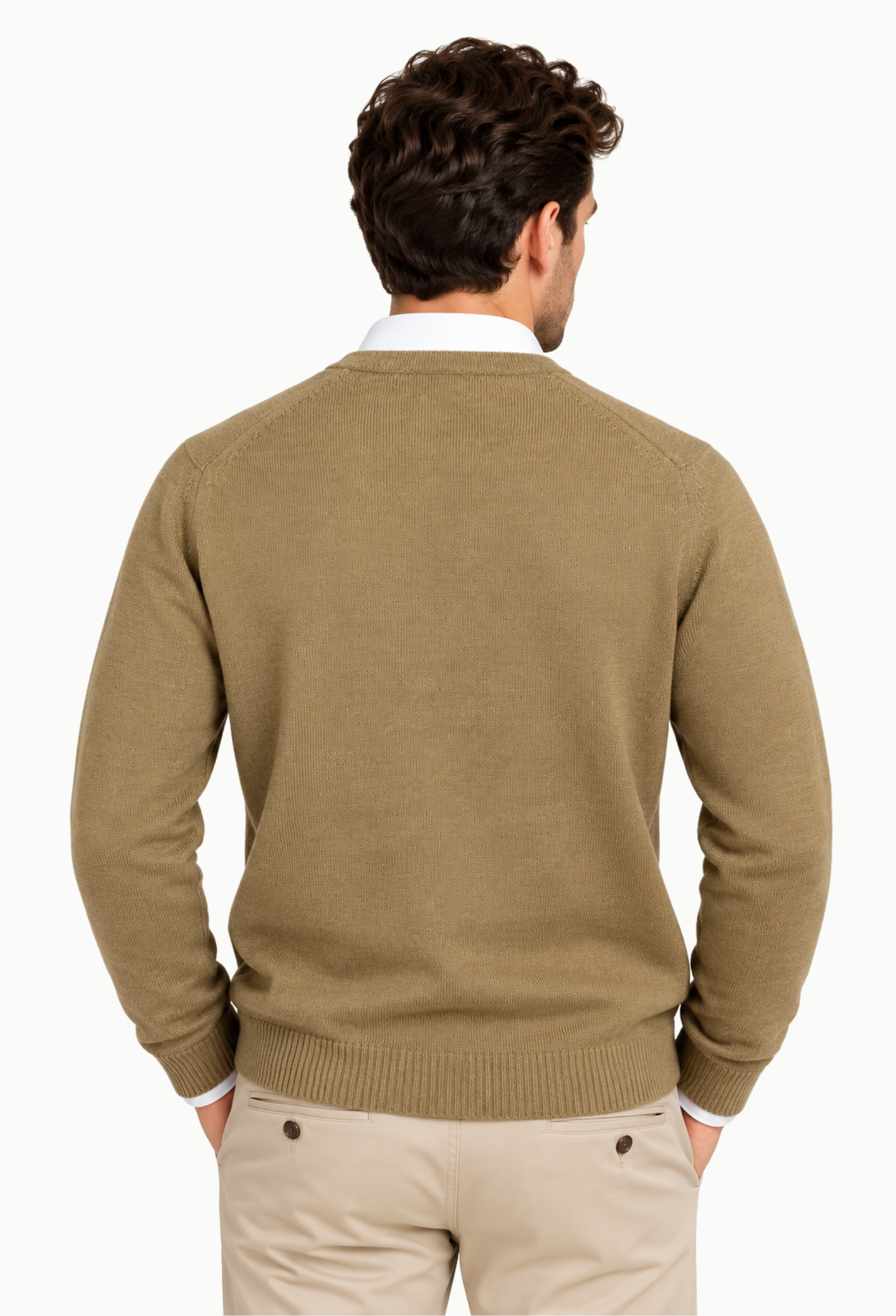 Jersey de Hombre Brown Jury Cuello Redondo Camel de Punto Jaspeado - Imagen 2