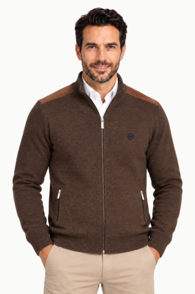 Chaqueta de Punto Marrón Martin’s Cotton con Cremallera