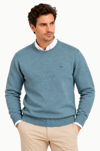 Jersey de Hombre Brown Jury Cuello Redondo verde de Punto Jaspeado