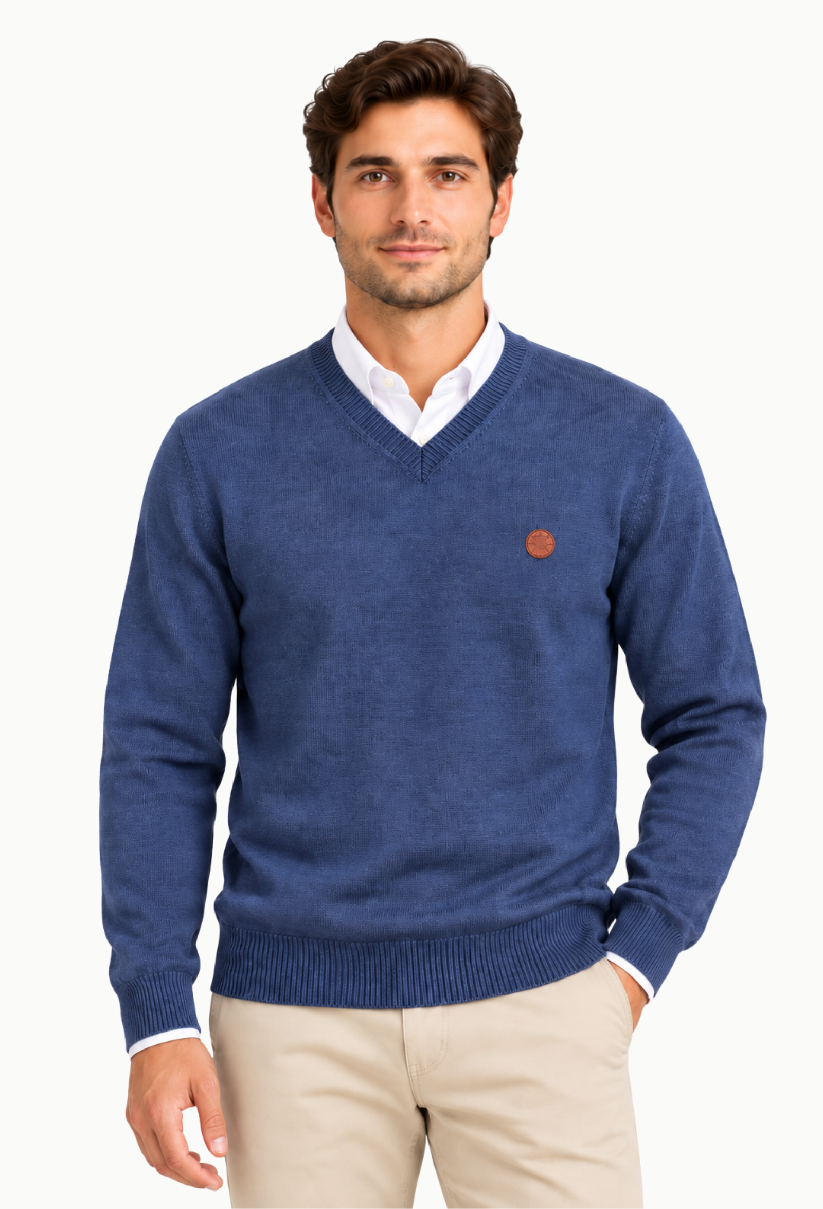Jersey de Hombre Rowing Club de Punto con Cuello Pico Azul