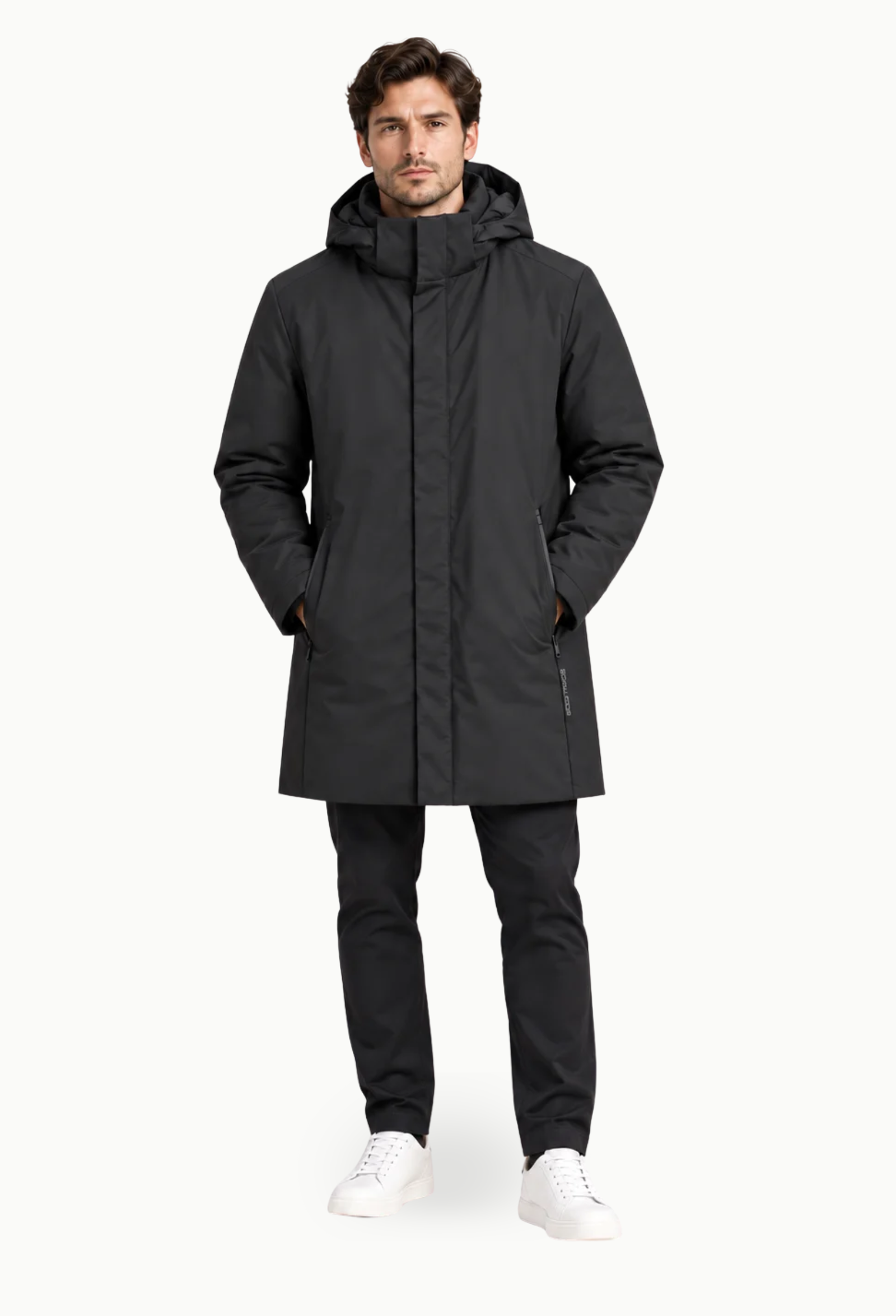 Parka Larga Negra Hombre Dos Galgos Premium - Imagen 4