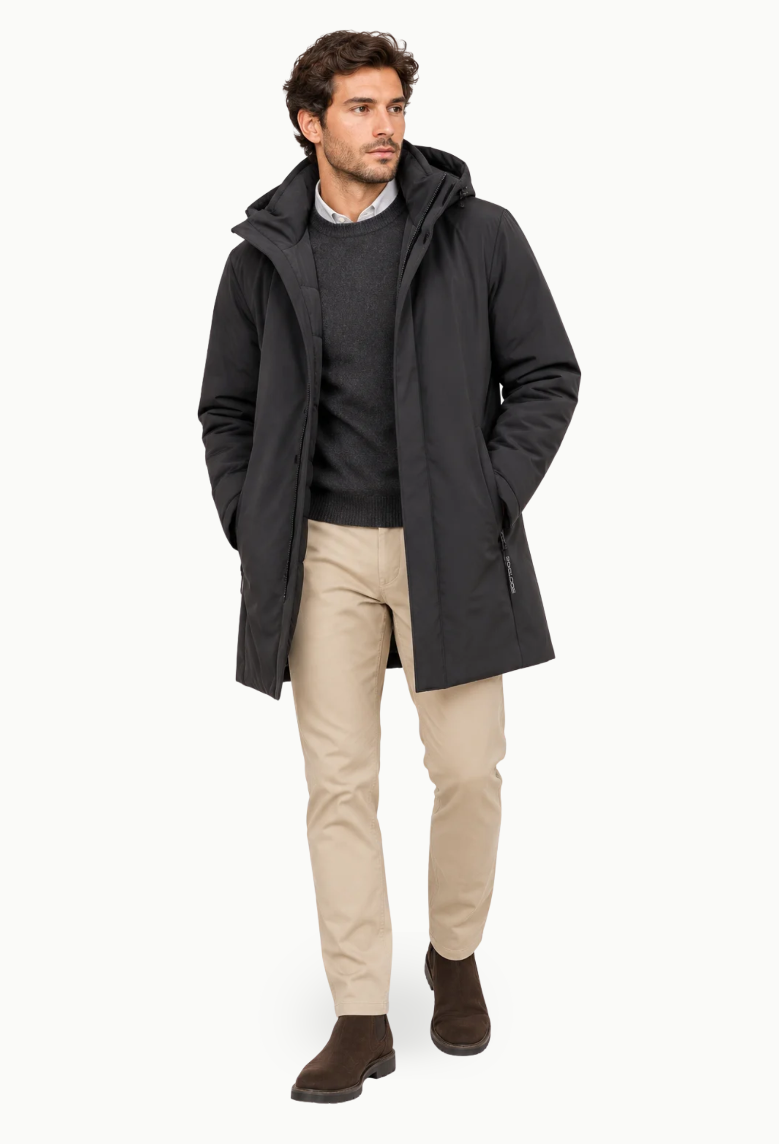 Parka Larga Negra Hombre Dos Galgos Premium - Imagen 2