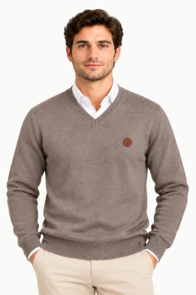 Jersey de Hombre Rowing Club de Punto con Cuello Pico moca