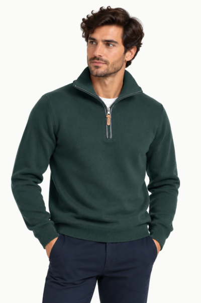 Jersey Rever Verde Oscuro con Cremallera Rever