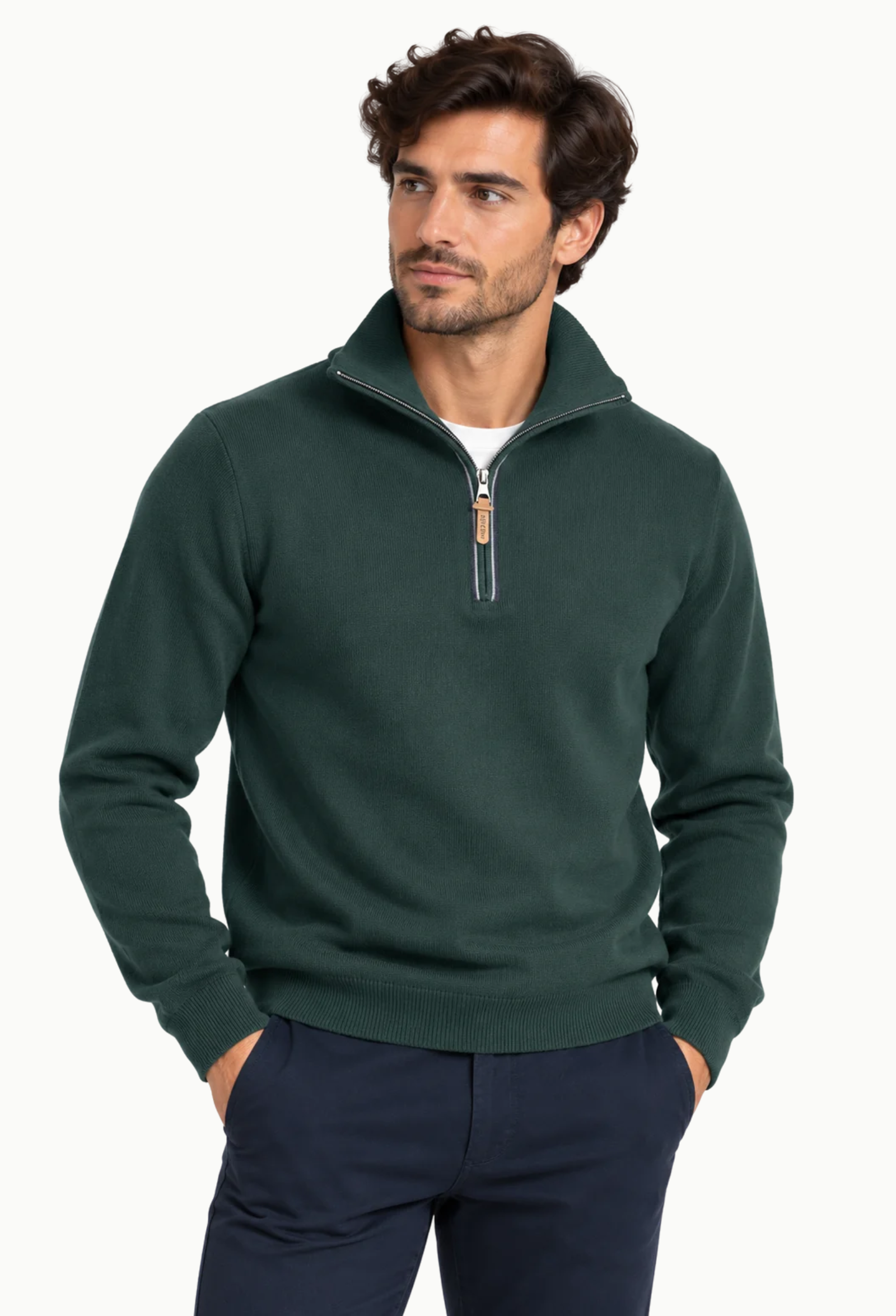 Jersey Rever Verde Oscuro con Cremallera Rever
