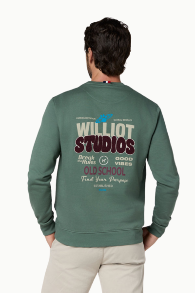 Sudadera cuello redondo Williot studios verde