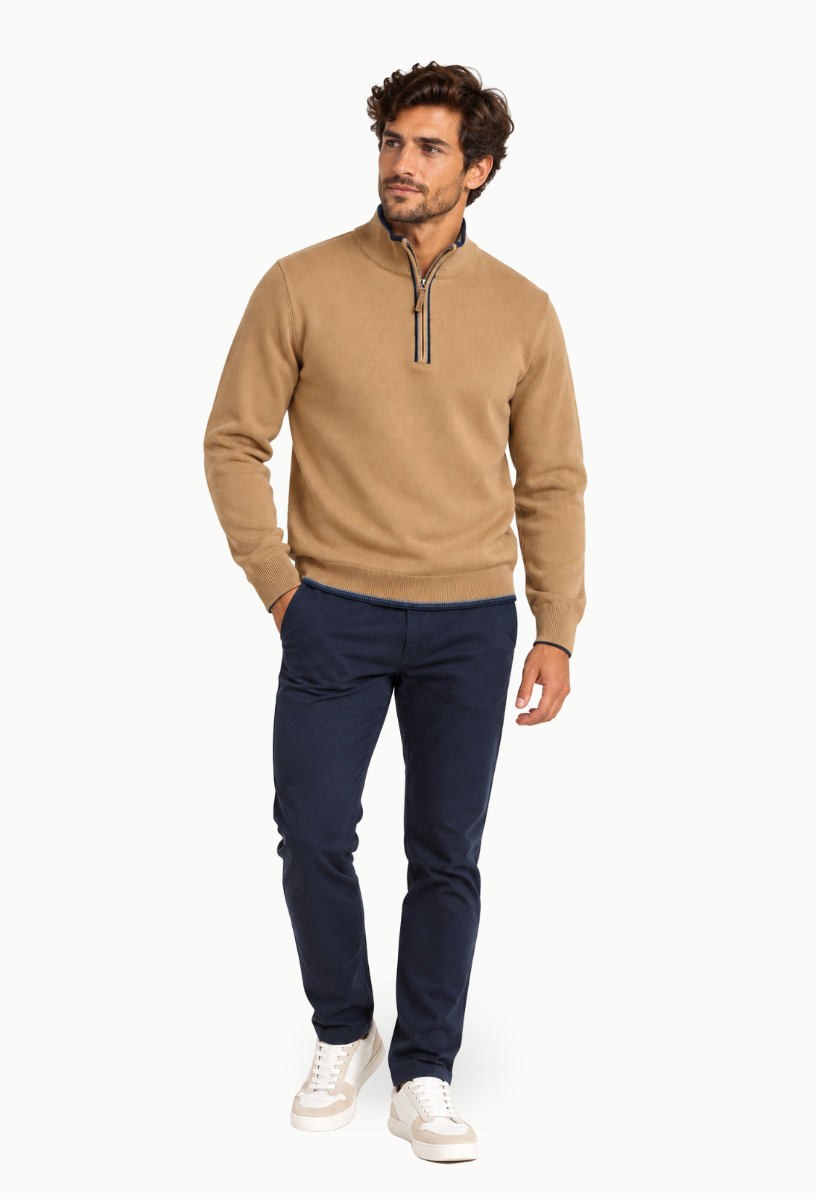 Jersey Rever Camel con Cremallera Hombre Rever - Imagen 4