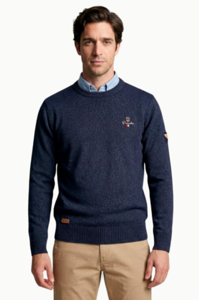 Jersey Privata cuello redondo jaspeado Azul marino
