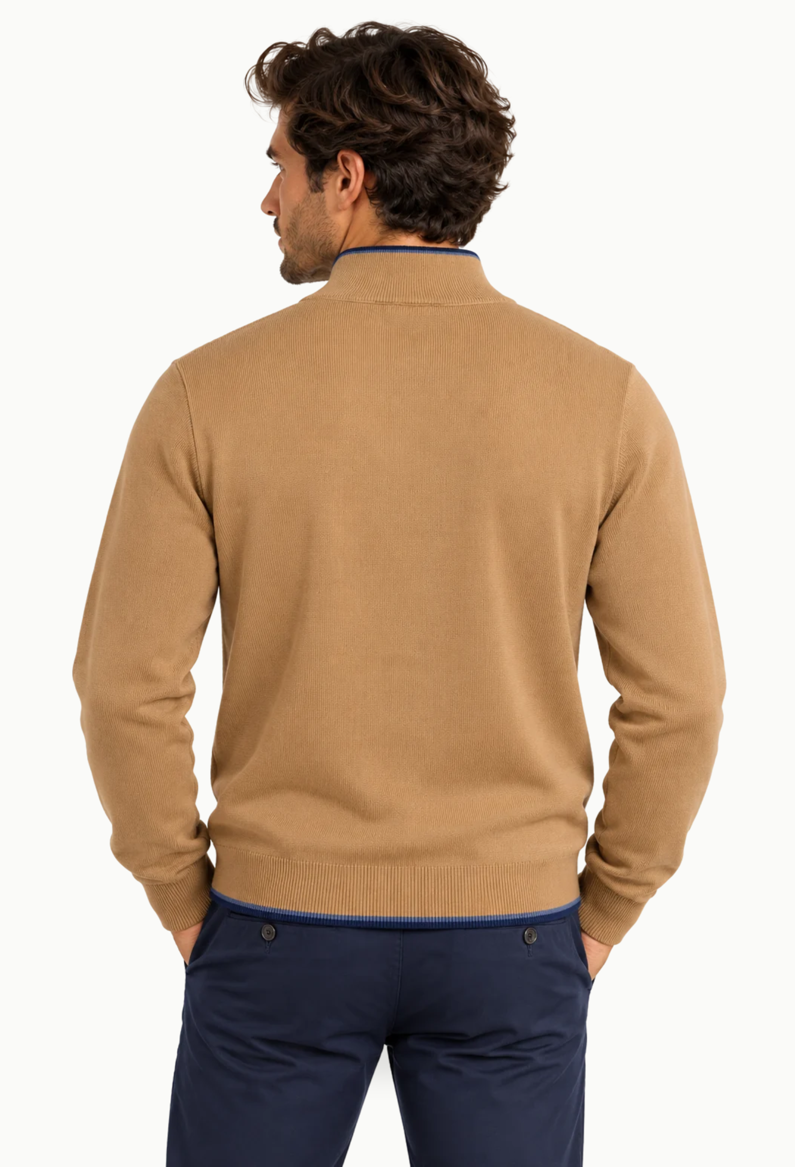 Jersey Rever Camel con Cremallera Hombre Rever - Imagen 2