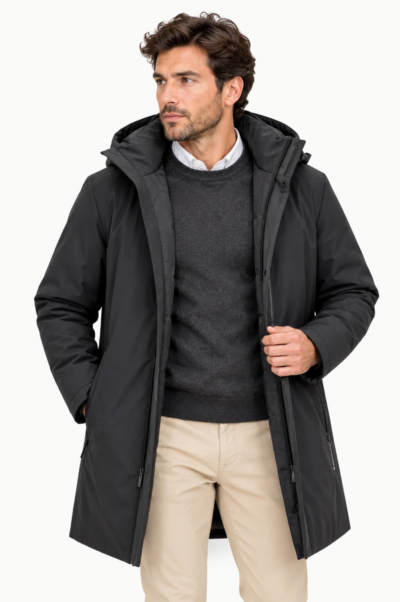 Parka Larga Negra Hombre Dos Galgos Premium