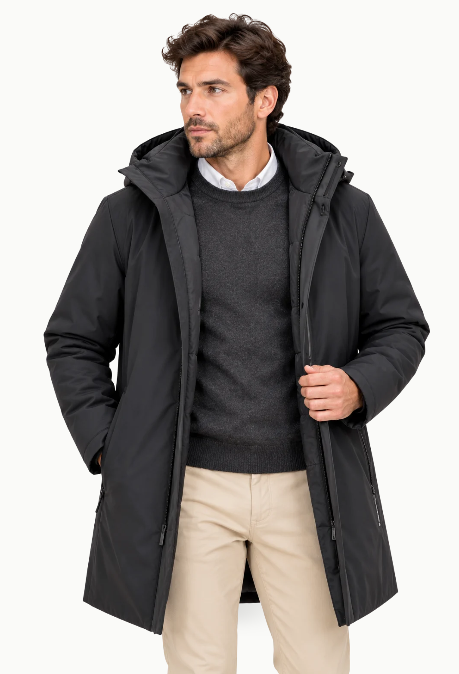 Parka Larga Negra Hombre Dos Galgos Premium