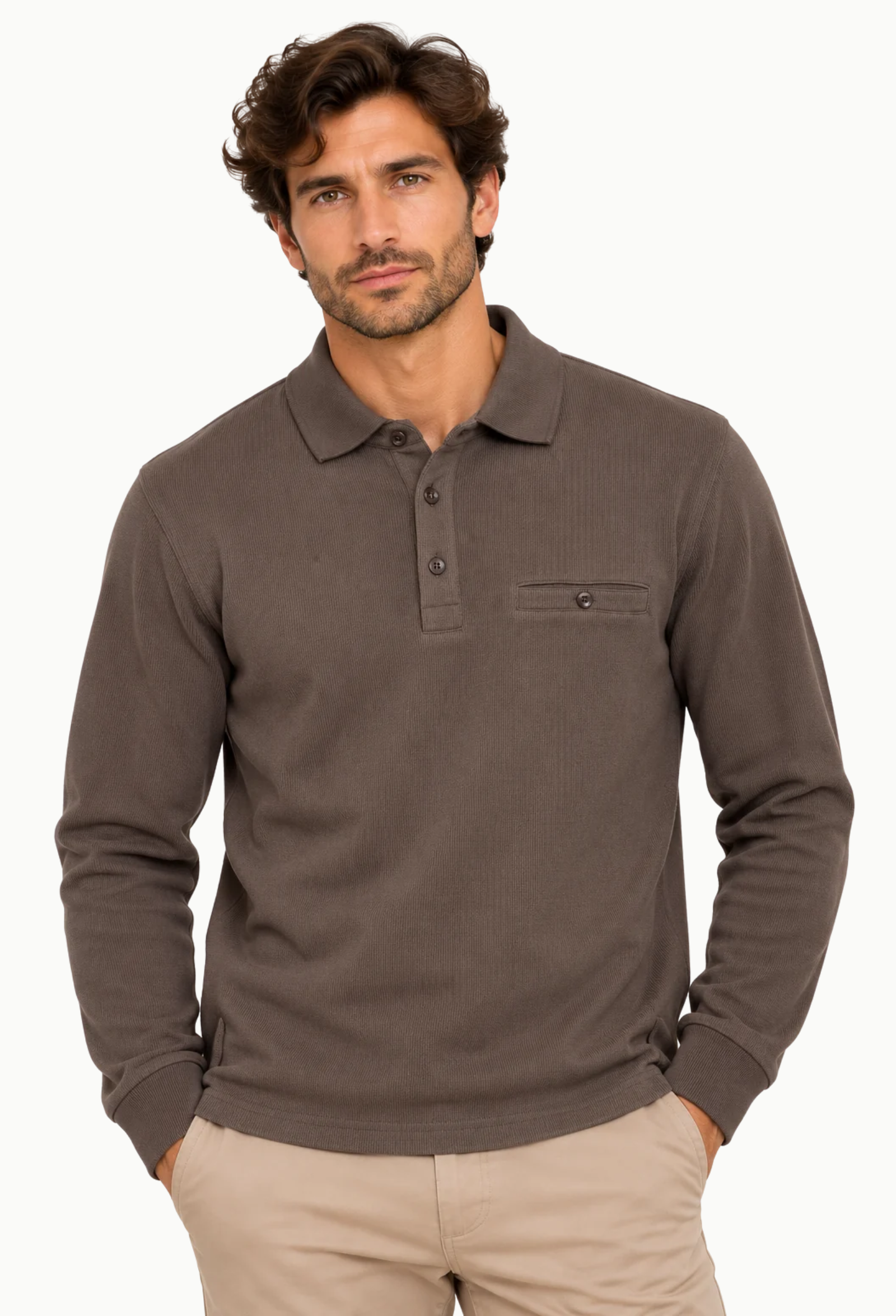 Polo Manga Larga Invierno Neptuno Roberto Bassi marrón