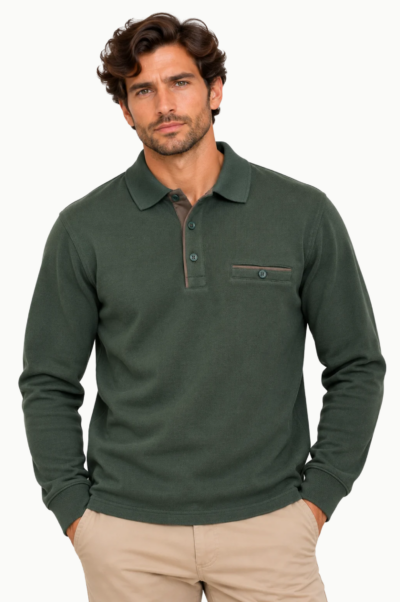 Polo Manga Larga Invierno Neptuno Roberto Bassi verde