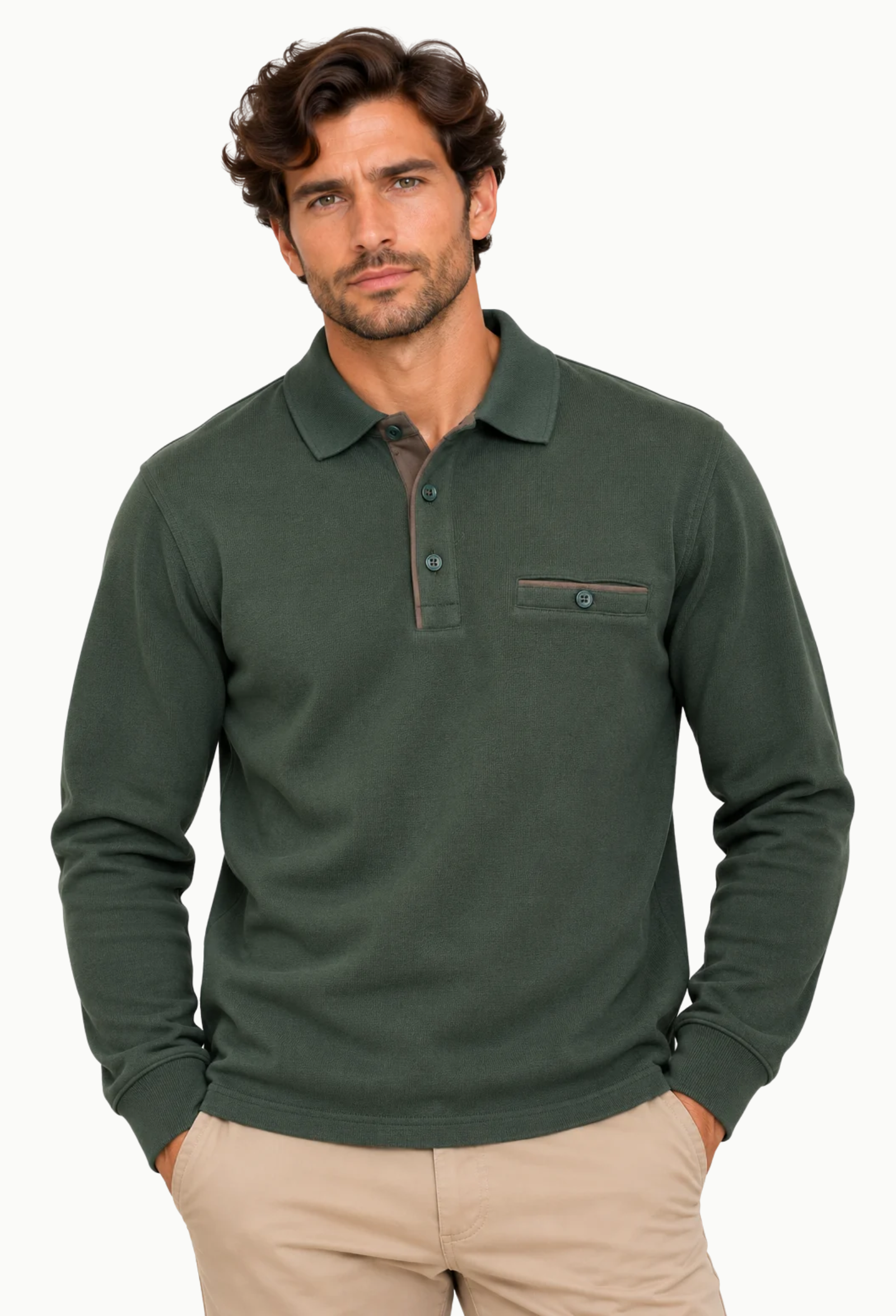 Polo Manga Larga Invierno Neptuno Roberto Bassi verde