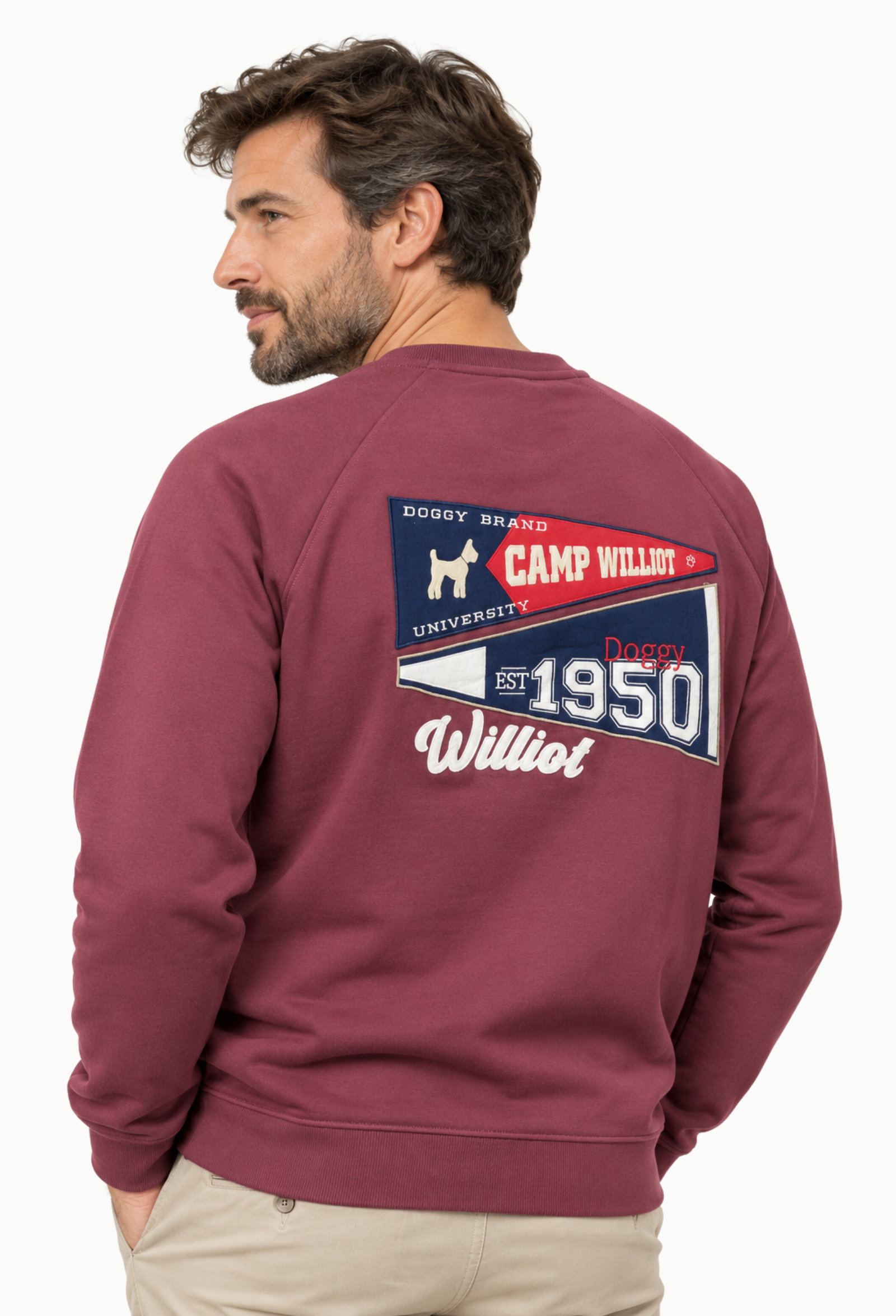 Sudadera cuello redondo Williot Banderín Burdeos